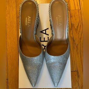 AREA Crystal Fringe Kitten Heel